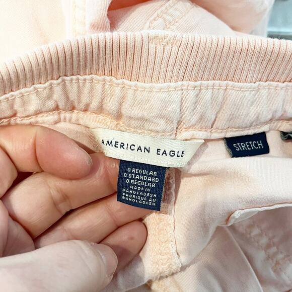 American Eagle Mid Rise Baggy Wide Leg Cargo Pants Peach Piink 0 - Picture 3 of 5
